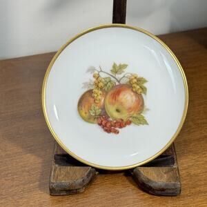 Vintage AK Kaiser Germany Collector Plate Fruit Apples Berries Gold Rim 4"